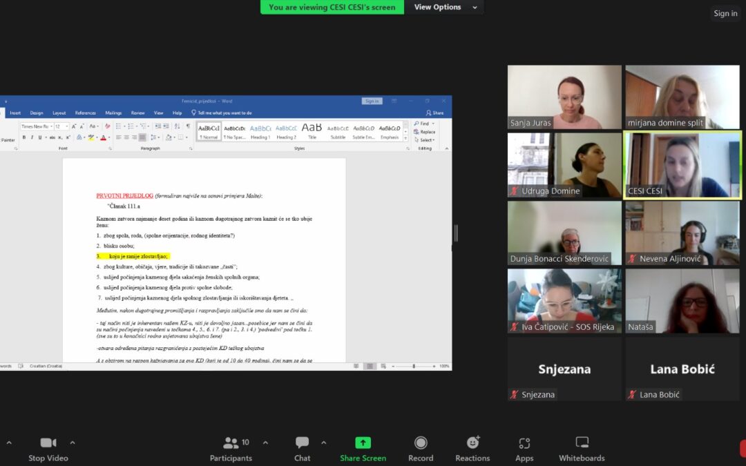 Najava Vlade RH o uvrštavanju zasebnog kaznenog djela femicida u prijedlog izmjena i dopuna Kaznenog zakona – odgovor neformalne radne skupine za zakonsko rješenje femicida