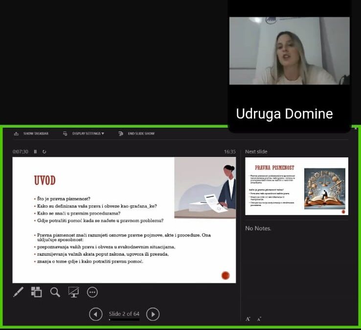 Održano predavanje „Pravna pismenost“ za korisnice udruge